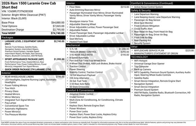 New 2026 Bright White Clear-Coat Exterior Paint RAM Laramie image 9