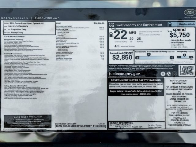New 2026 Carpathian Grey LAND ROVER Dynamic SE image 39