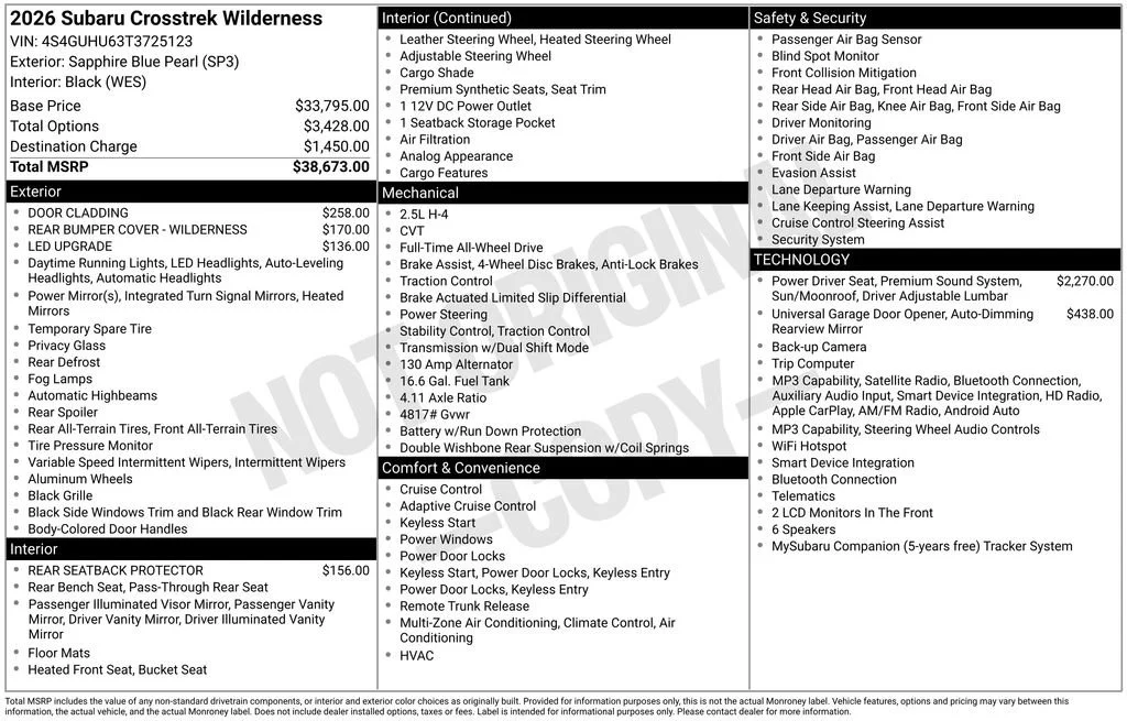 Used 2026 Sapphire Blue Pearl Subaru Wilderness image 1