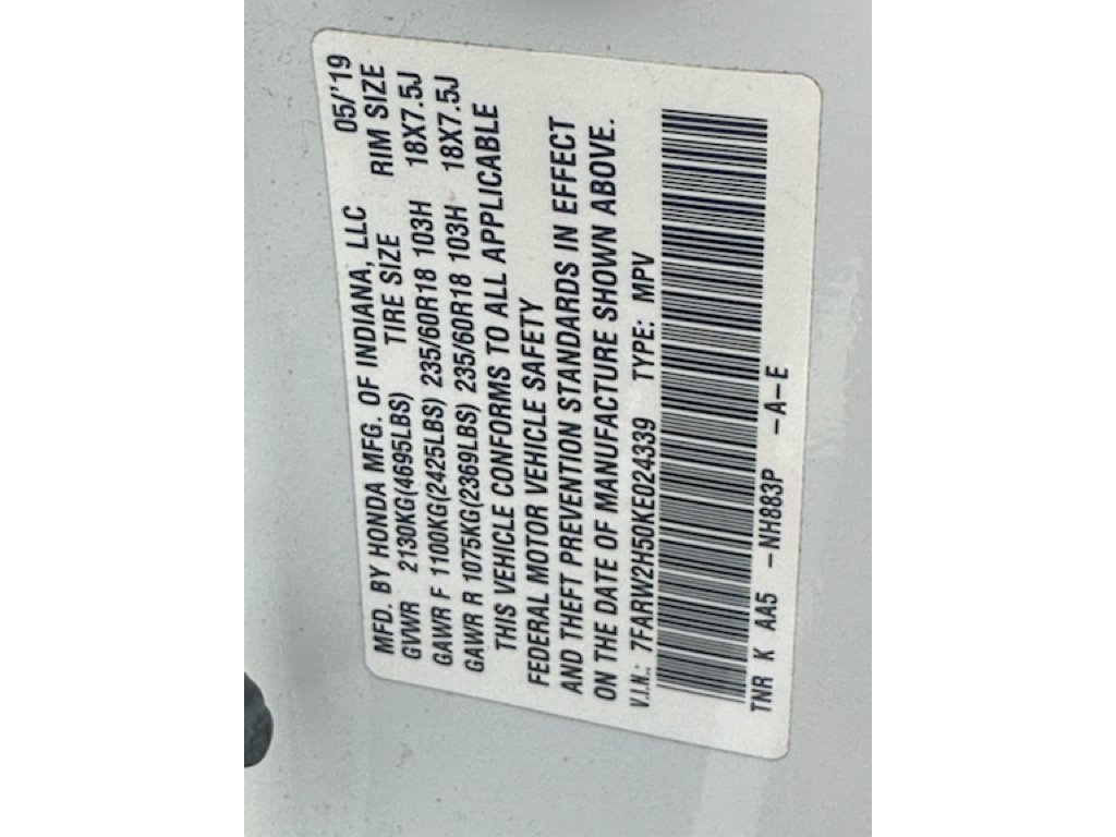 Used 2019 Platinum White Pearl Honda EX image 5