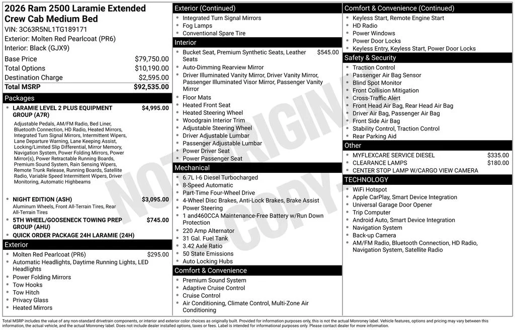 New 2026 Molten Red Pearl-Coat Exterior Paint RAM Laramie image 5