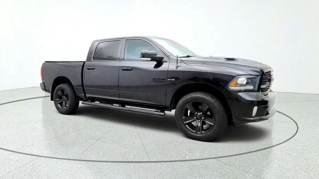 Used 2018 Brilliant Black Crystal Pearlcoat Ram Sport 4x4 Crew Cab 5