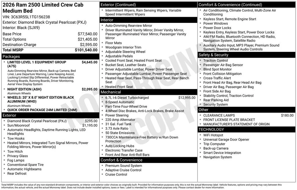 New 2026 Diamond Black Crystal Pearl-Coat Exterior Paint RAM Limited image 6