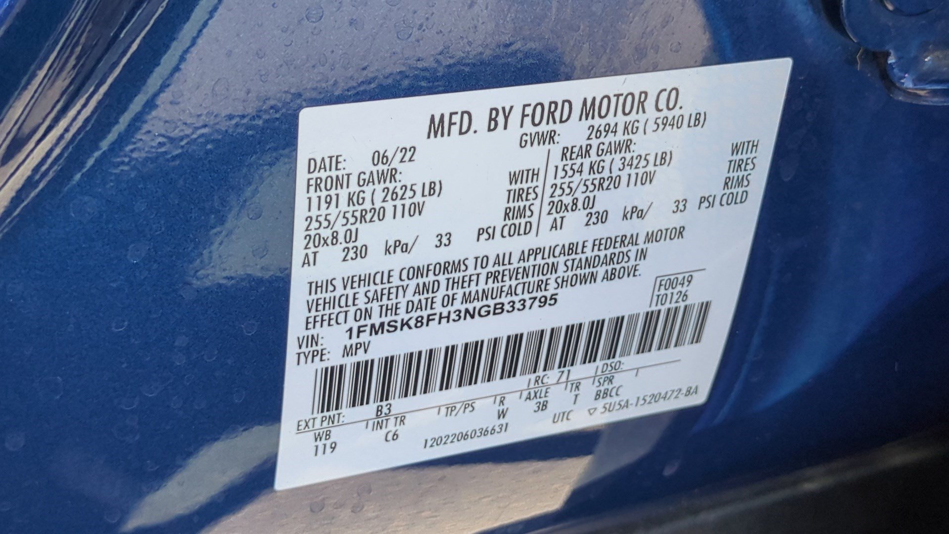 Used 2022 Blue Metallic Ford Limited image 32