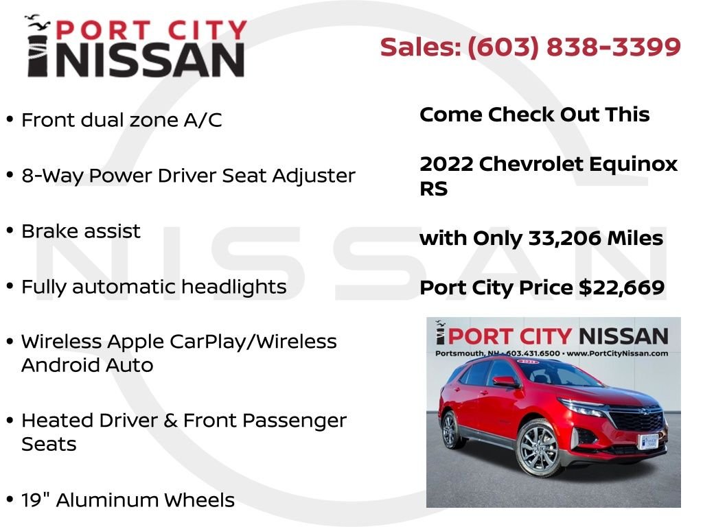 Used 2022 Cherry Red Chevrolet RS AWD W/PANORAMIC SUNROOF image 15