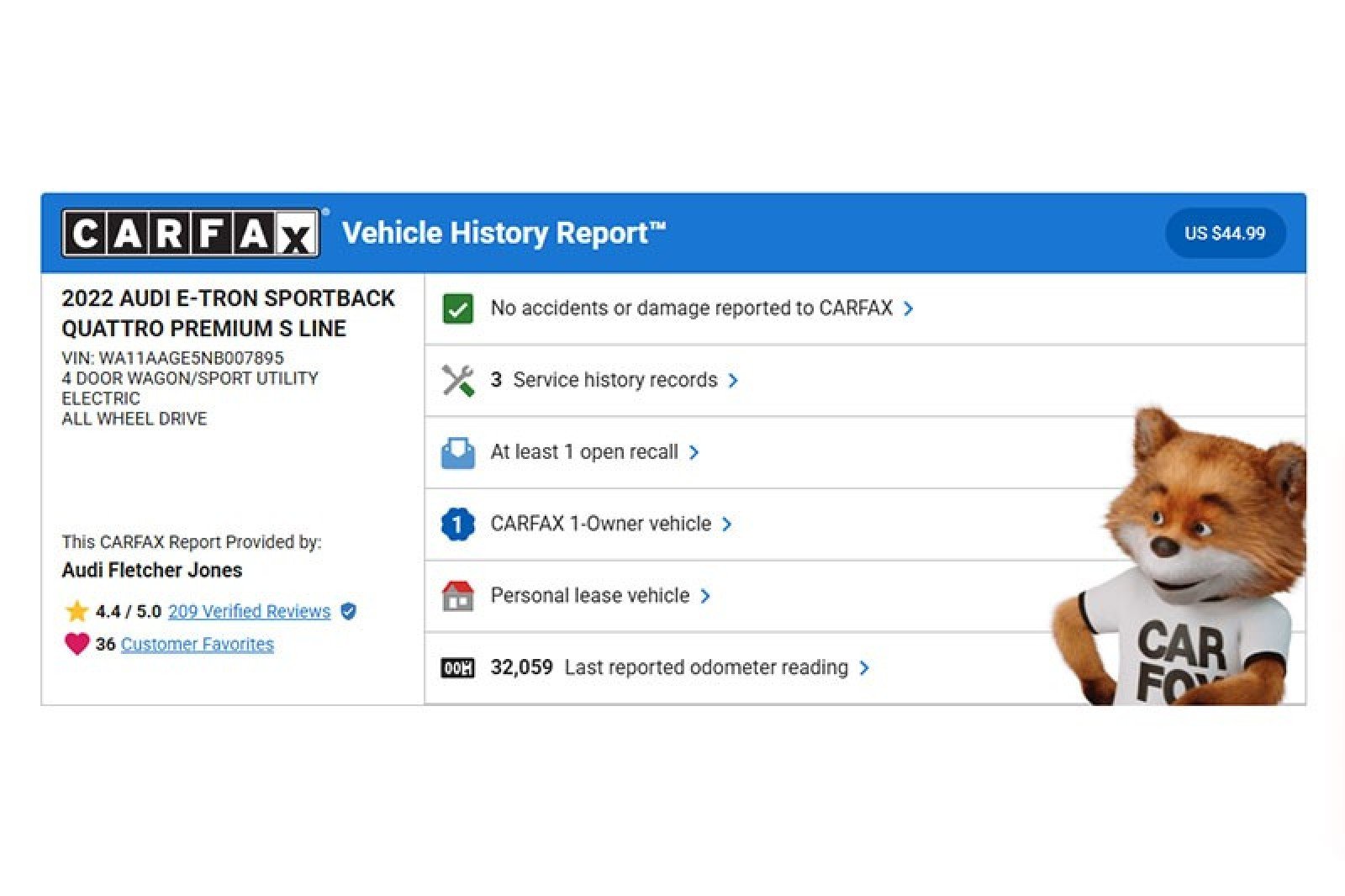 Used 2022 Audi e-tron Sportback Premium with VIN WA11AAGE5NB007895 for sale in Costa Mesa, CA