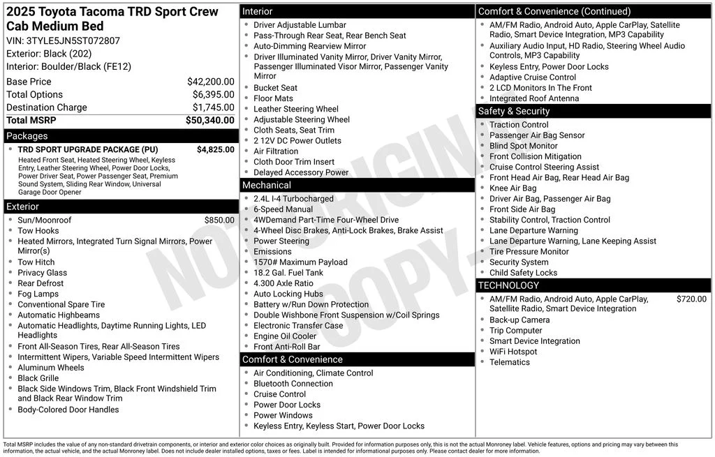 Used 2025 Black Toyota TRD Sport image 2
