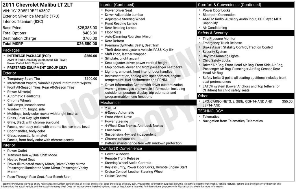 2011 Chevrolet Malibu 2LT