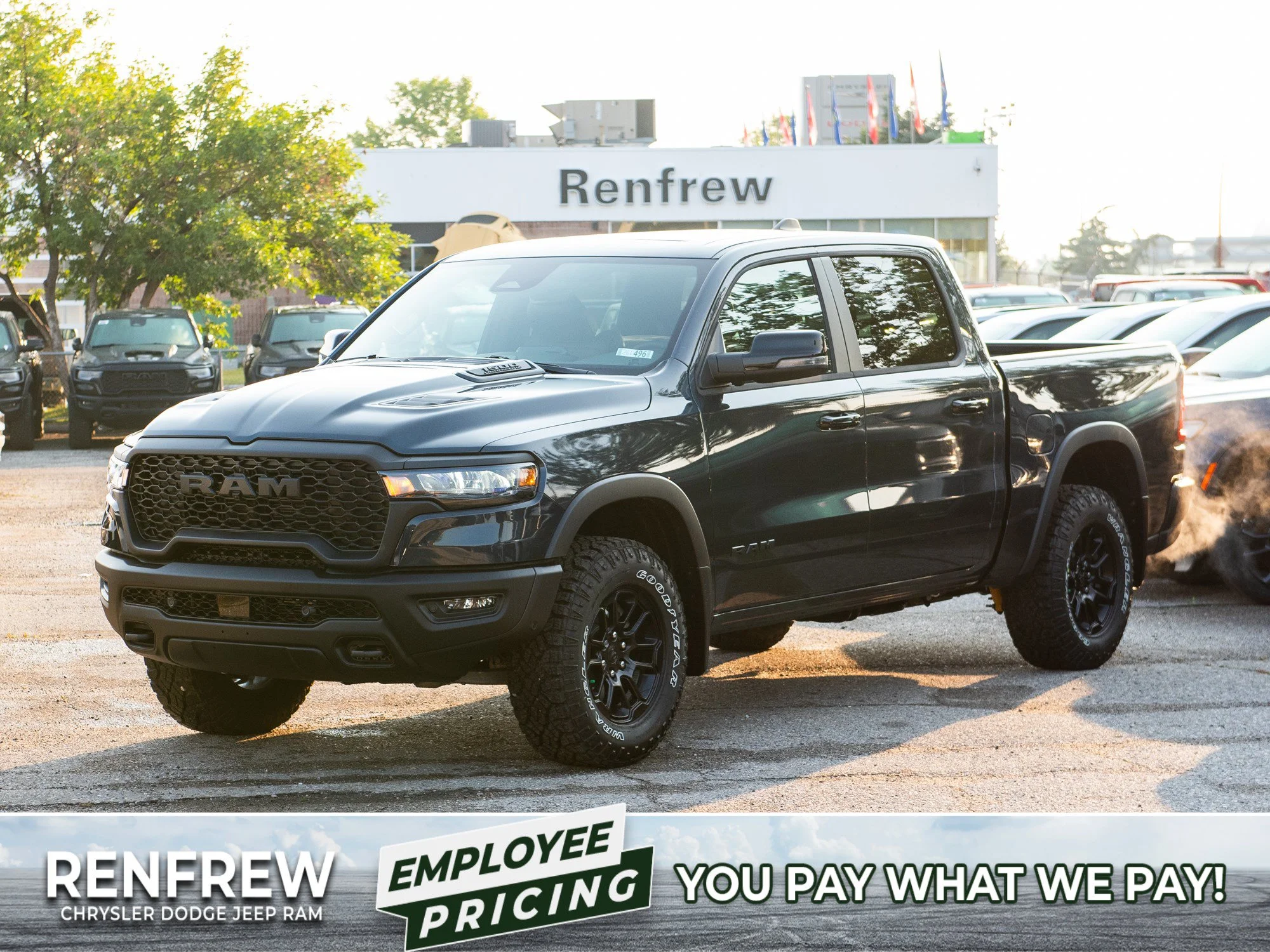 New 2026 Blue RAM Rebel* Crew Cab 4x4, Level 2 Equip Group, Panoramic Sunroof, 33 Inch A/T Tires image 1