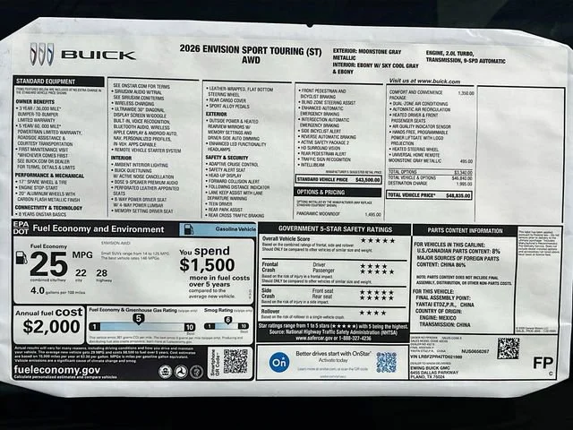 New 2026 Moonstone Gray Metallic Buick Sport Touring image 21