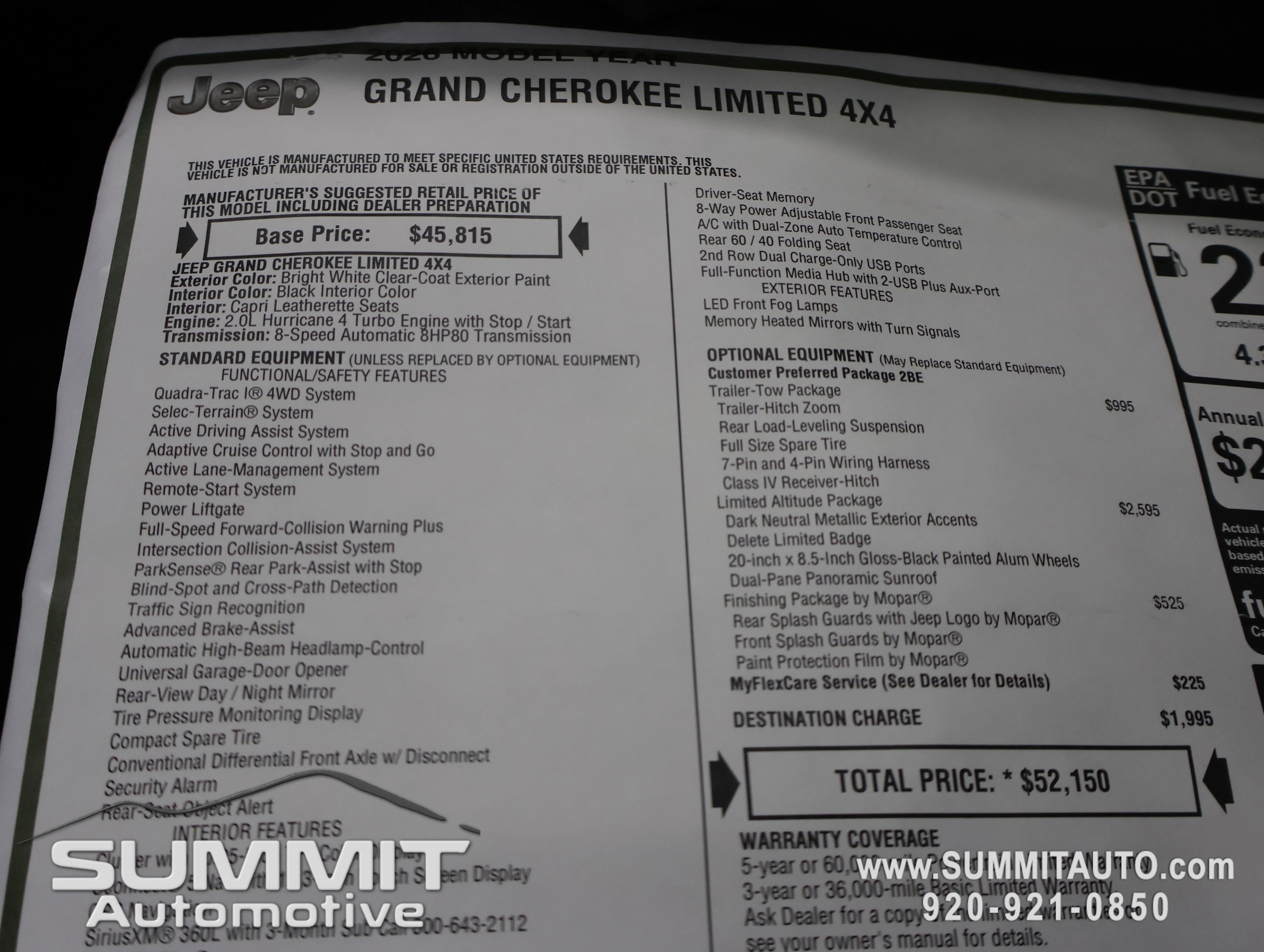 New 2026 Bright White Clear-Coat Exterior Paint Jeep Limited image 40