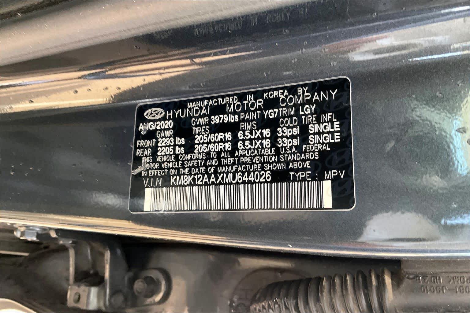 Used 2021 Thunder Gray Hyundai SE image 32