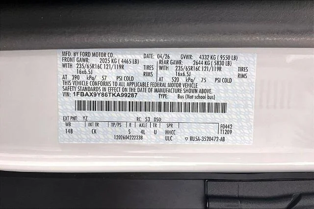 New 2026 Oxford White Ford Passenger Van XL image 8