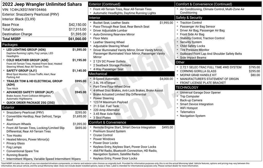 Used 2022 Jeep Wrangler Unlimited Sahara with VIN 1C4HJXEG1NW104466 for sale in Elk River, Minnesota