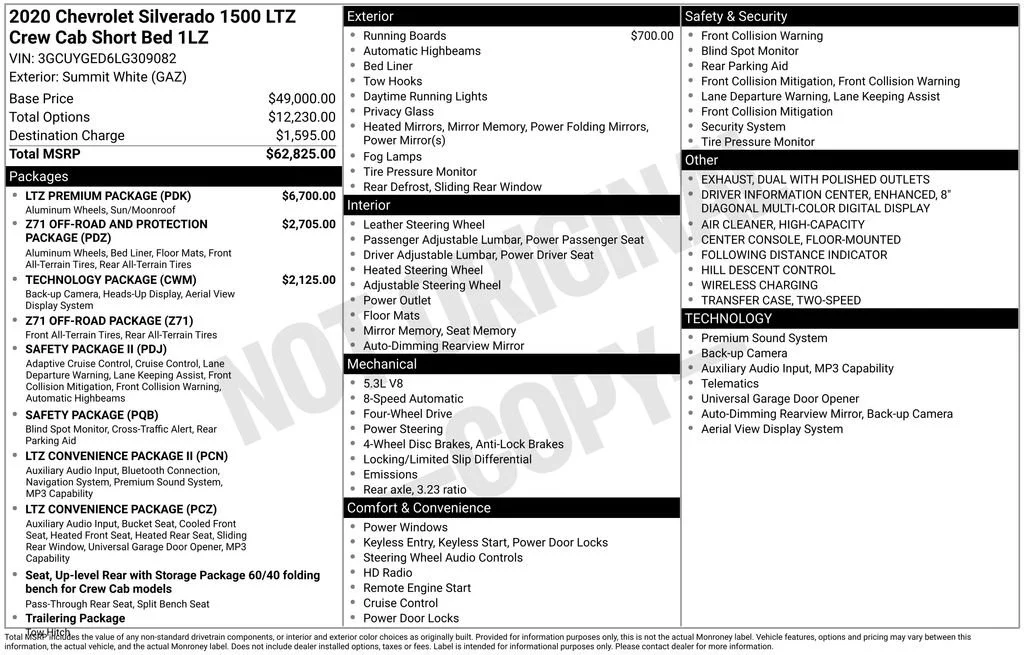 Certified Used 2020 SUMMIT WHITE Chevrolet LTZ image 30