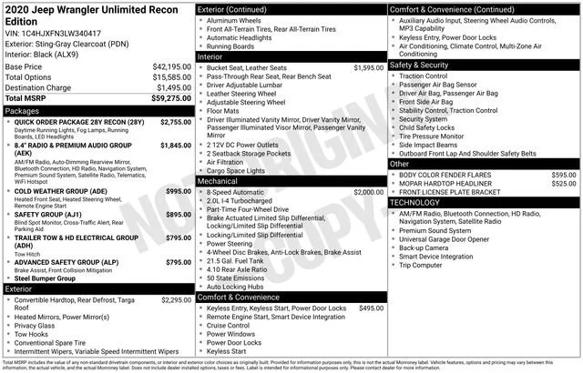 Used 2020 Sting-Gray Clearcoat Jeep Unlimited Rubicon image 33