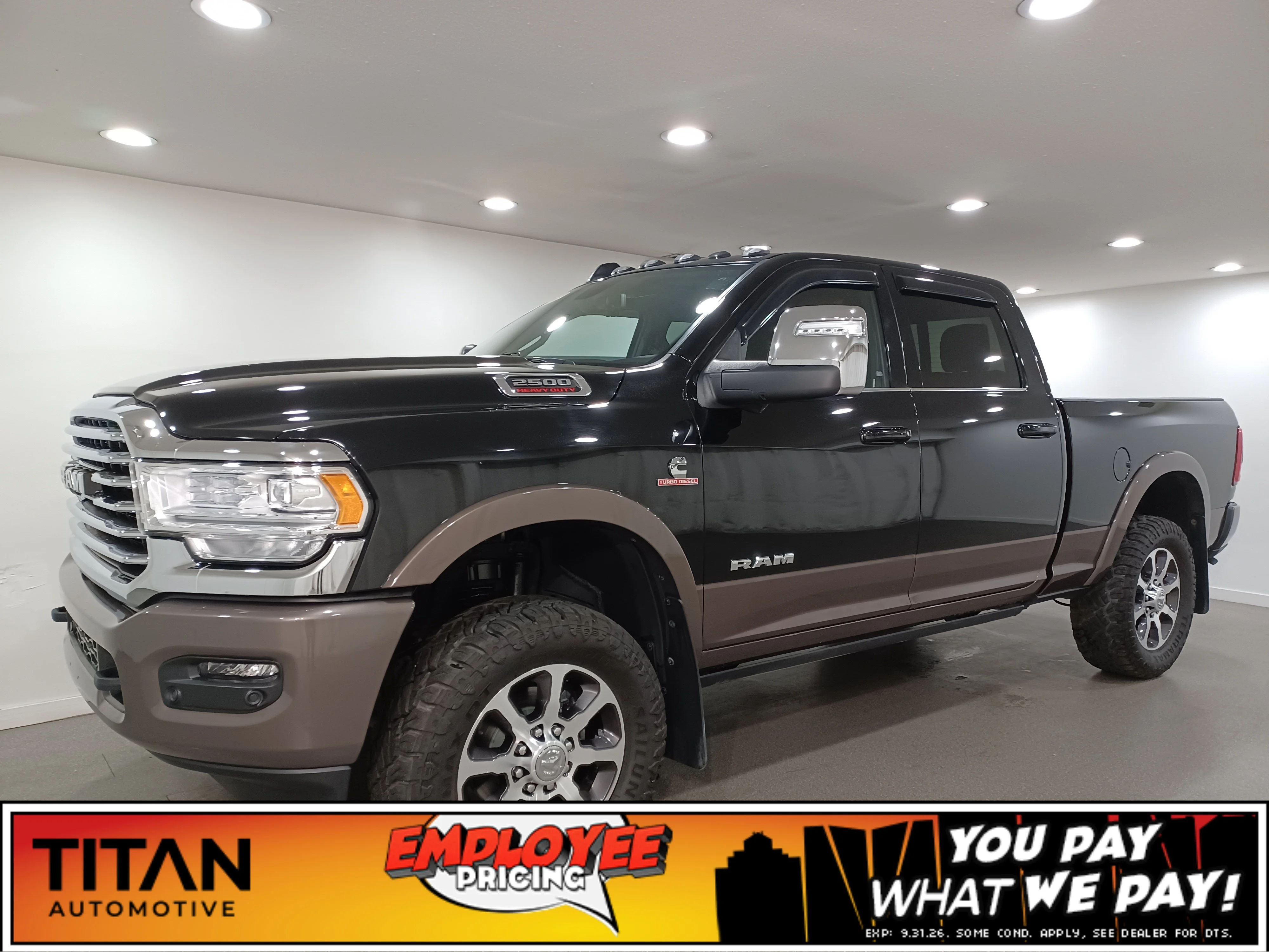 Certified Used 2024 Black Ram Limited Longhorn*6.7L Cummins | 35in Tires | Level | Nav | 360 Cam | Sunroof | Htd Whl | Pwr Boards image 1