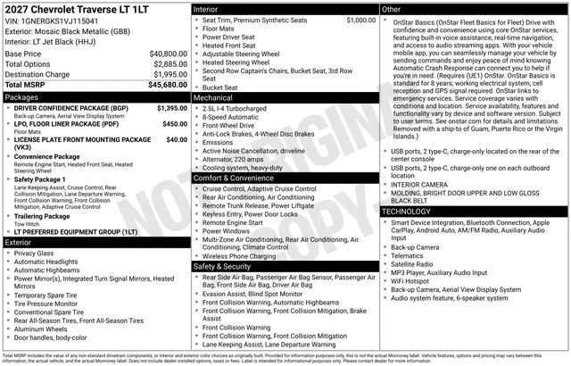 2027 Chevrolet Traverse LT - Photo 38