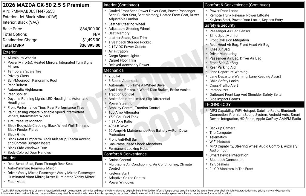 Certified Used 2026 Jet Black Mazda 2.5 S Premium image 3