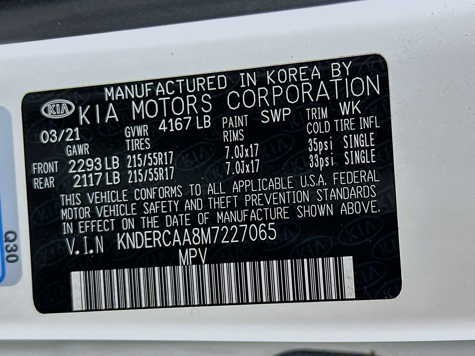 Used 2021 Snow White Pearl Kia EX image 32