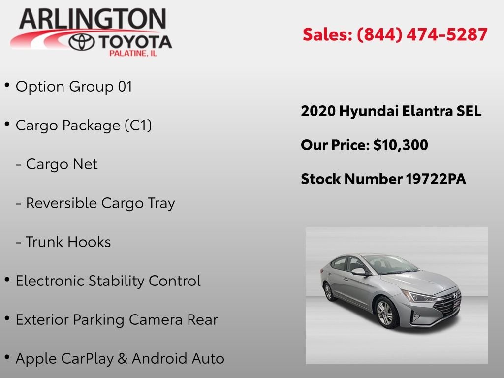 Used 2020 Hyundai Elantra SEL with VIN 5NPD84LF7LH575544 for sale in Palatine, IL