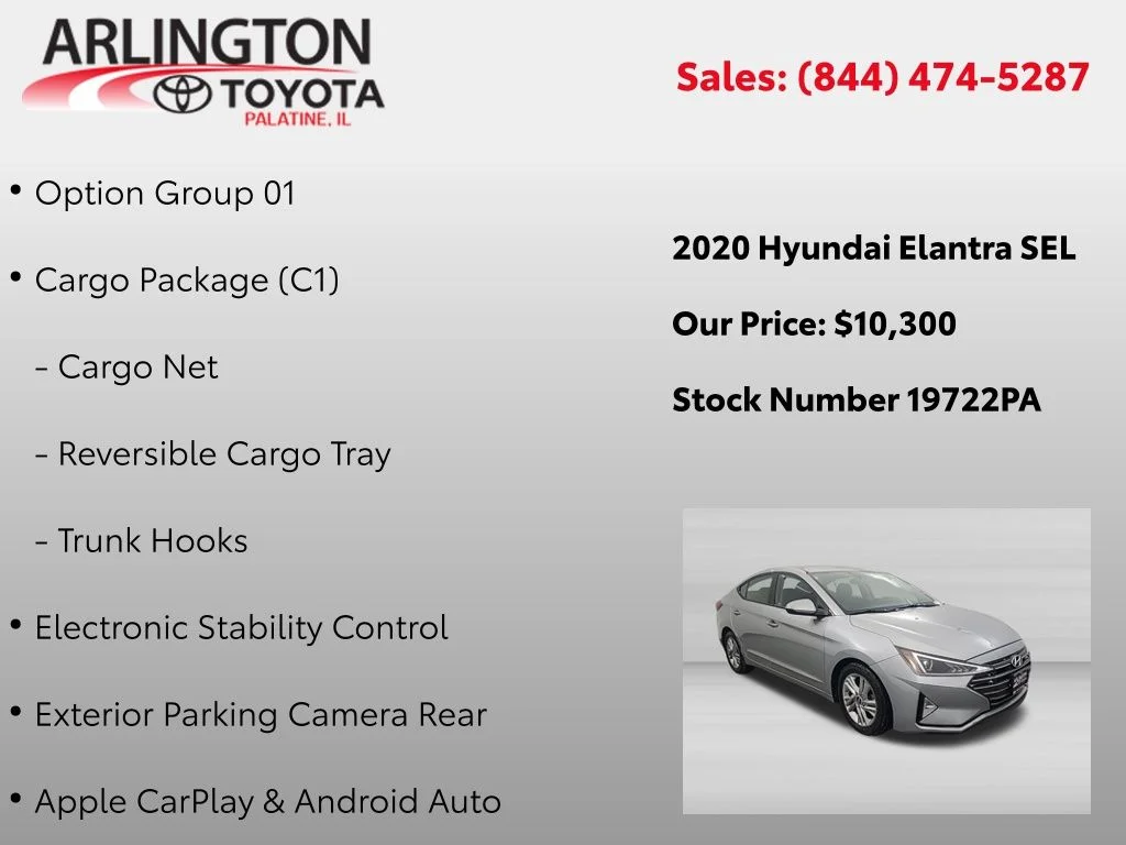 Used 2020 Hyundai Elantra SEL with VIN 5NPD84LF7LH575544 for sale in Palatine, IL