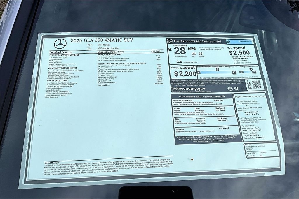 New 2026 Cirrus Silver Metallic Mercedes-Benz GLA 250 image 13