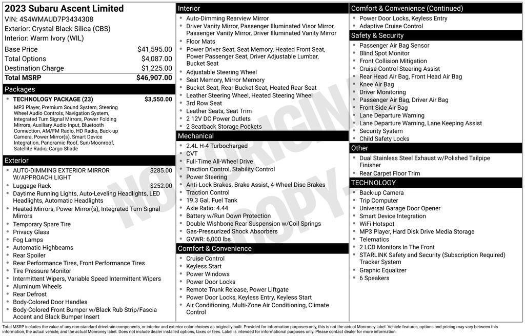 Used 2023 Crystal Black Silica Subaru Limited image 2