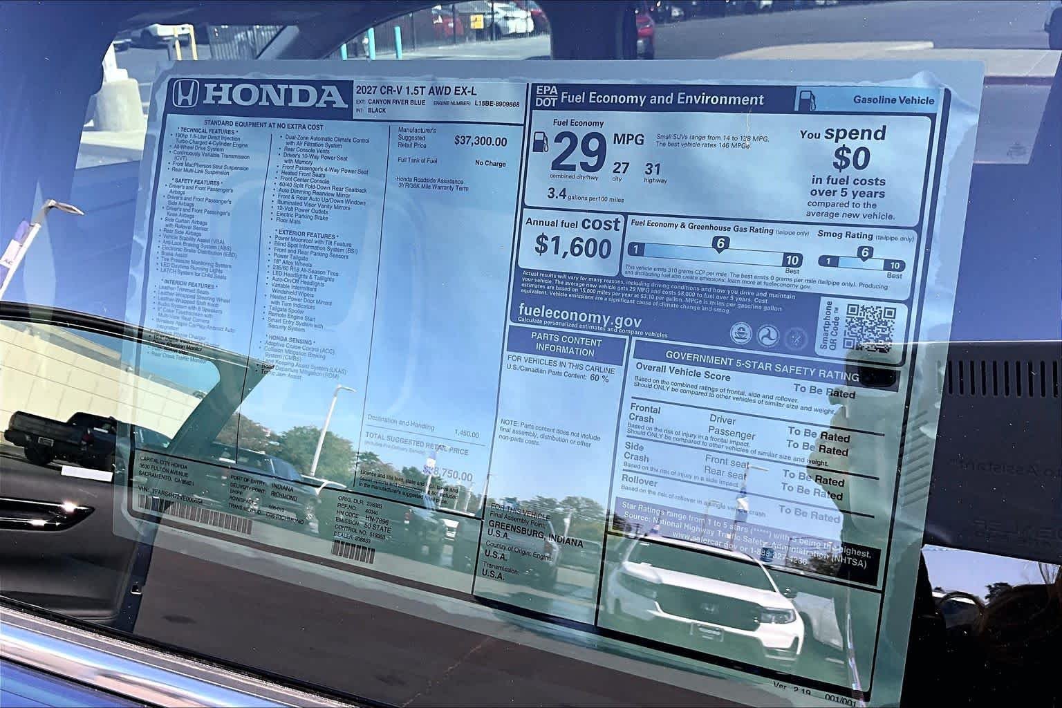 New 2027 Canyon River Blue Metallic Honda EX-L image 22