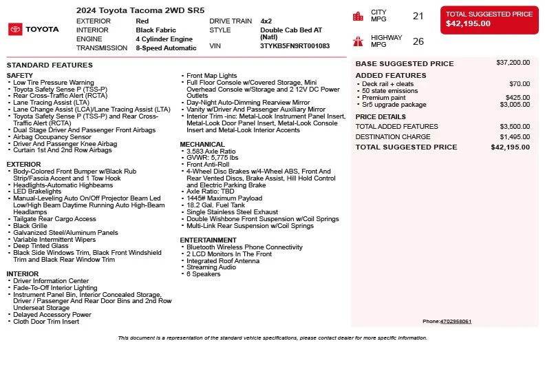 Used 2024 Red Toyota SR5 image 3