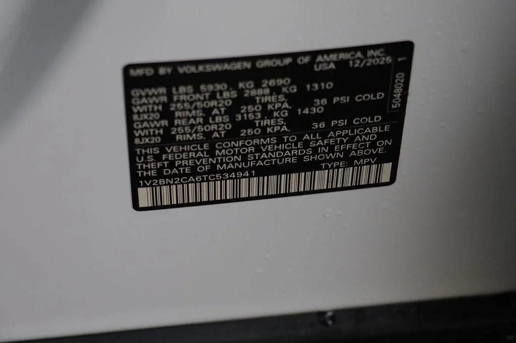 New 2026 Opal White Volkswagen 2.0T SEL image 25