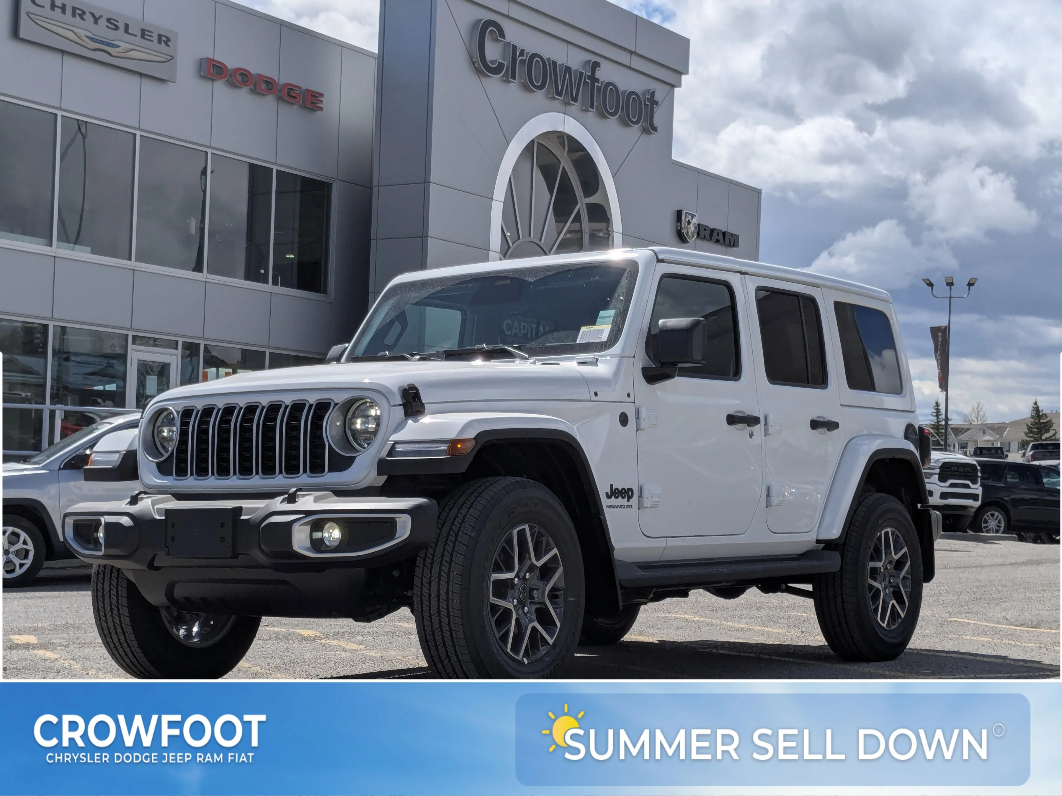 New 2026 White Jeep Sahara - - Body-Color Top - Side Steps - 2.0L Turbo - Remote Start & tons more! image 1