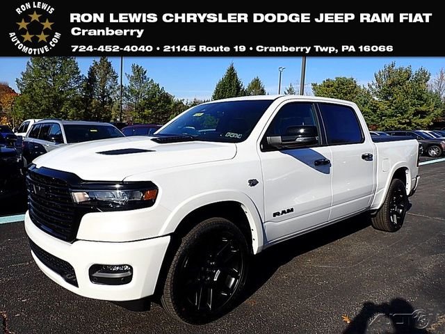 Ivory White Tri-Coat Pearlcoat 2026 RAM 1500 Laramie Crew Cab 4WD Pickup Truck Four-Wheel Drive