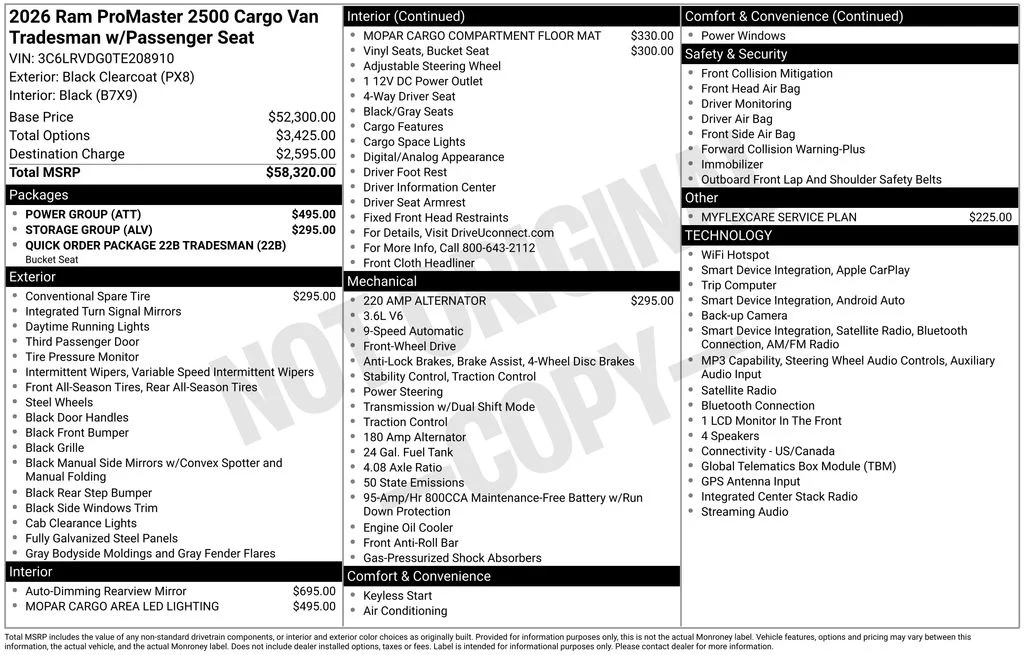 New 2026 Black Clear-Coat Exterior Paint RAM High Roof image 5