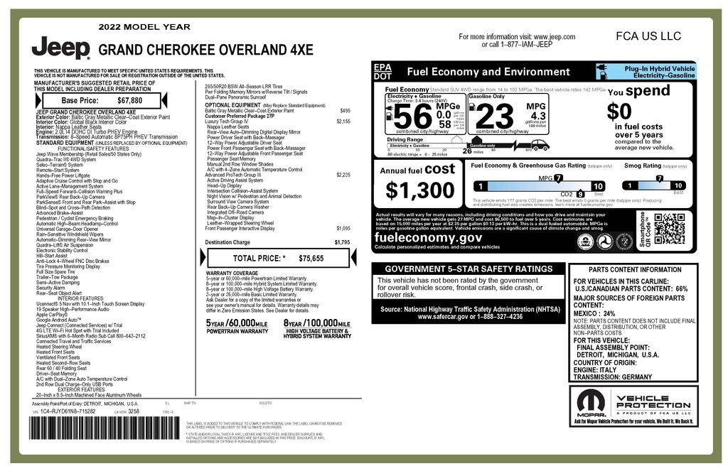 Certified Used 2022 Gray Jeep Overland 4xe image 4