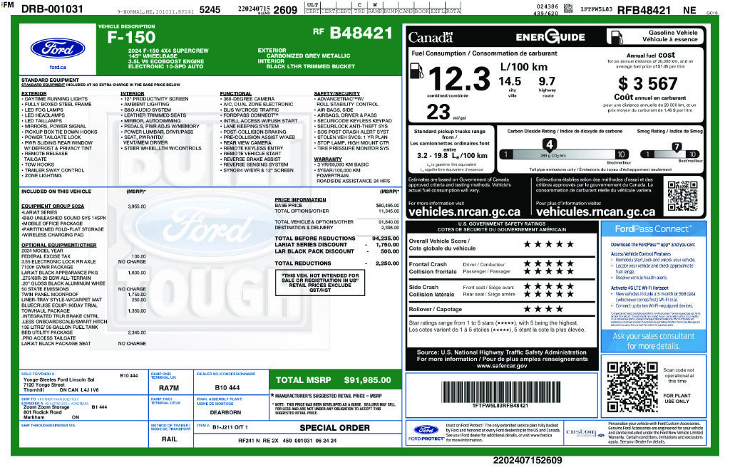 Used 2024 Carbonized Gray Metallic Ford Lariat image 6