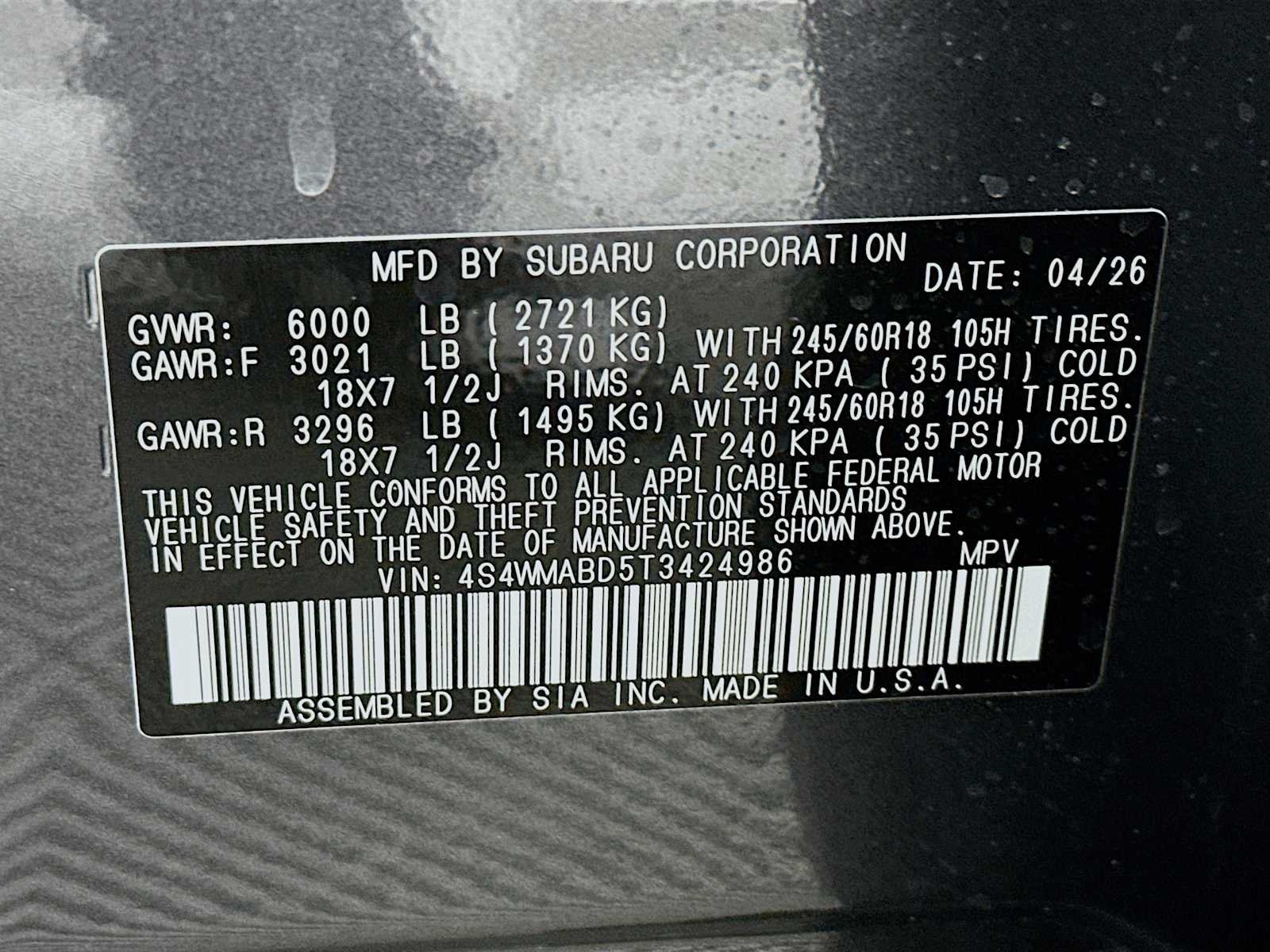 New 2026 MAGNETITE GRAY METALLIC Subaru Premium 7-Passenger image 30