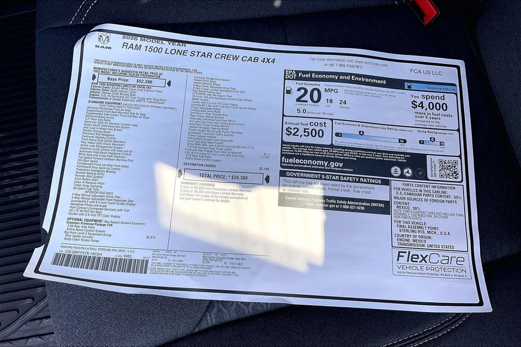 New 2026 Ram 1500 Big Horn/Lone Star 4D Crew Cab