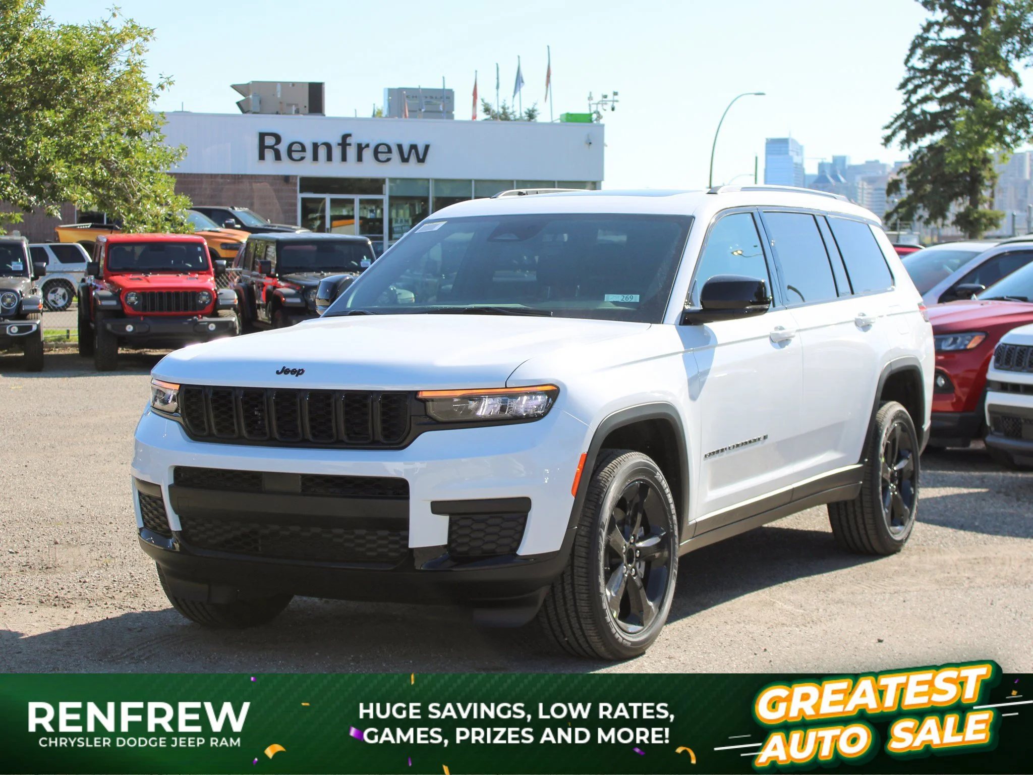 New 2025 White Jeep Altitude* 4x4, Sunroof, Heated Leather, Blind-Spot Monitoring image 1