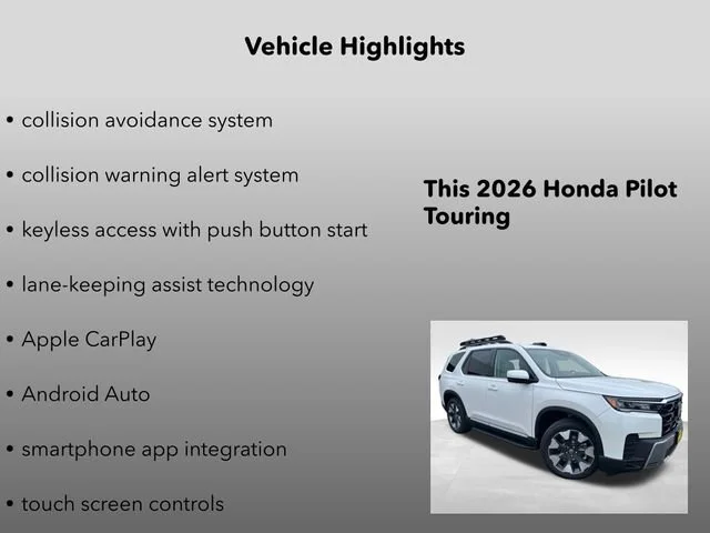 New 2026 Platinum White Honda Touring image 10