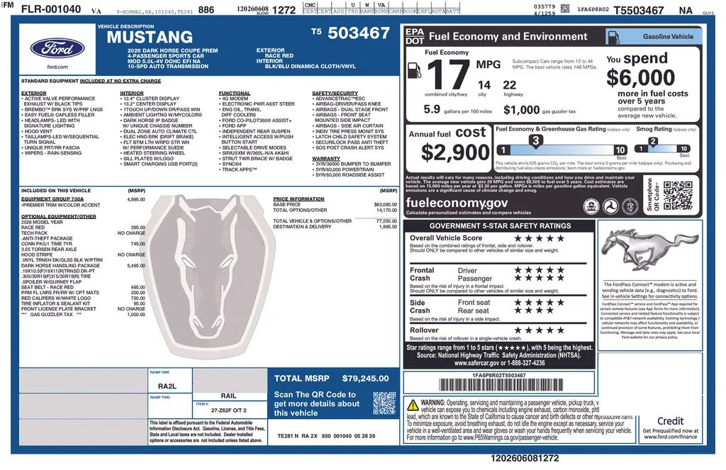 New 2026 Race Red Ford Dark Horse image 7