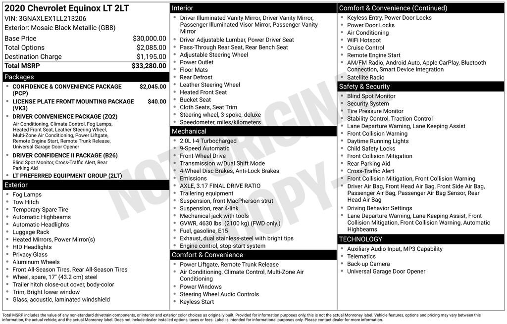 Used 2020 Black Chevrolet LT image 2