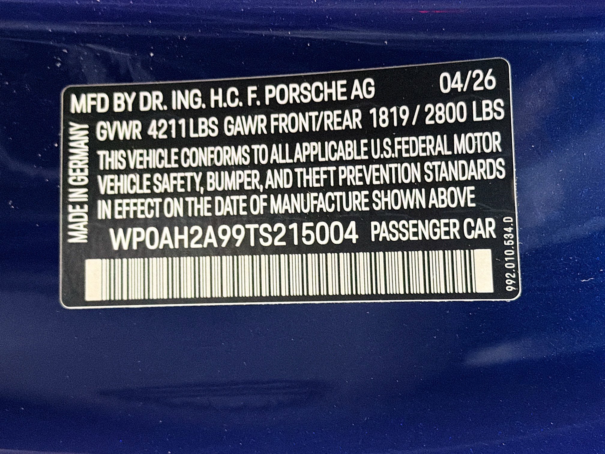 New 2026 Gentian Blue Metallic Porsche Carrera 4S image 38
