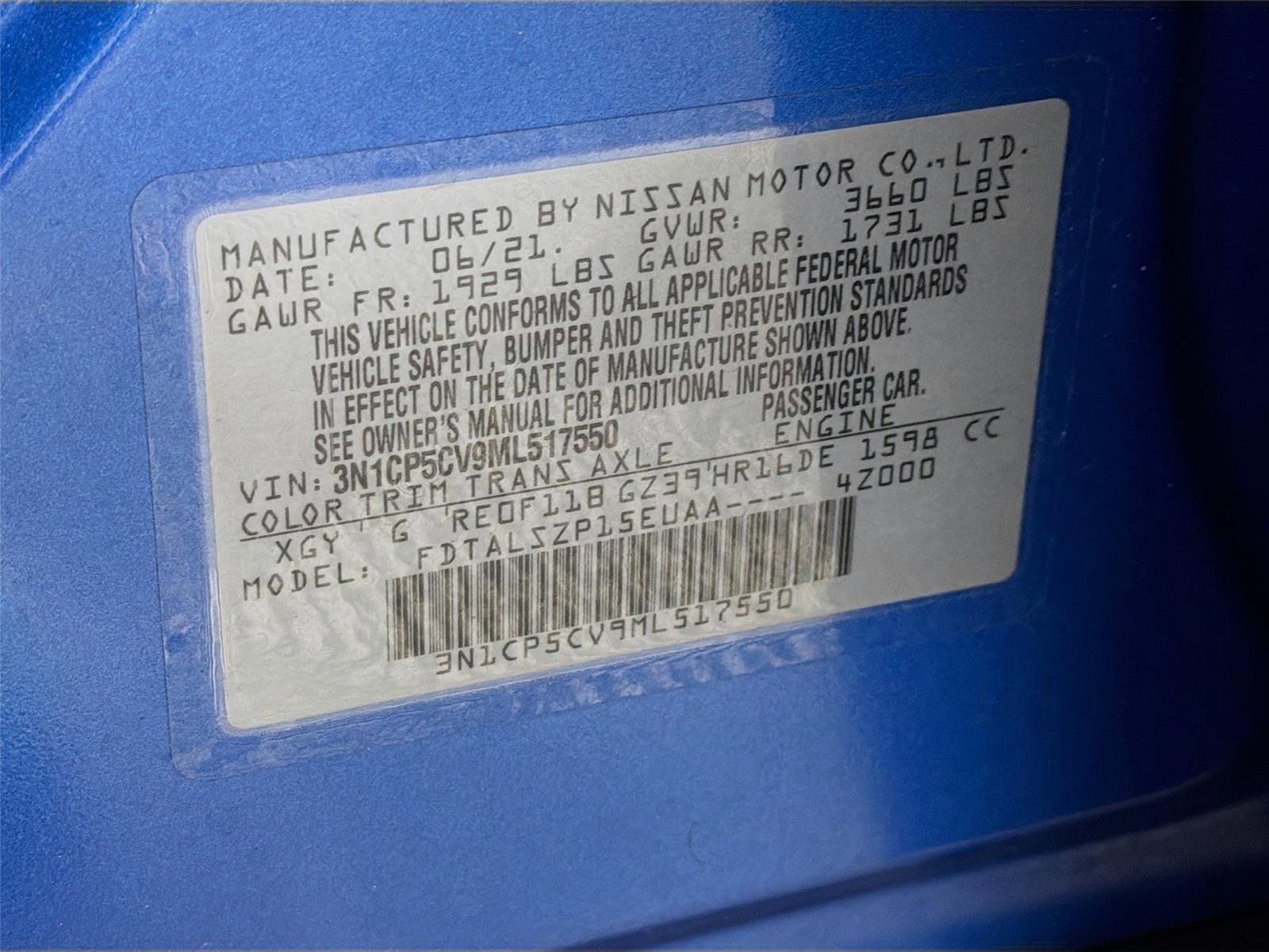 Used 2021 Electric Blue/Super Black Nissan SV image 26