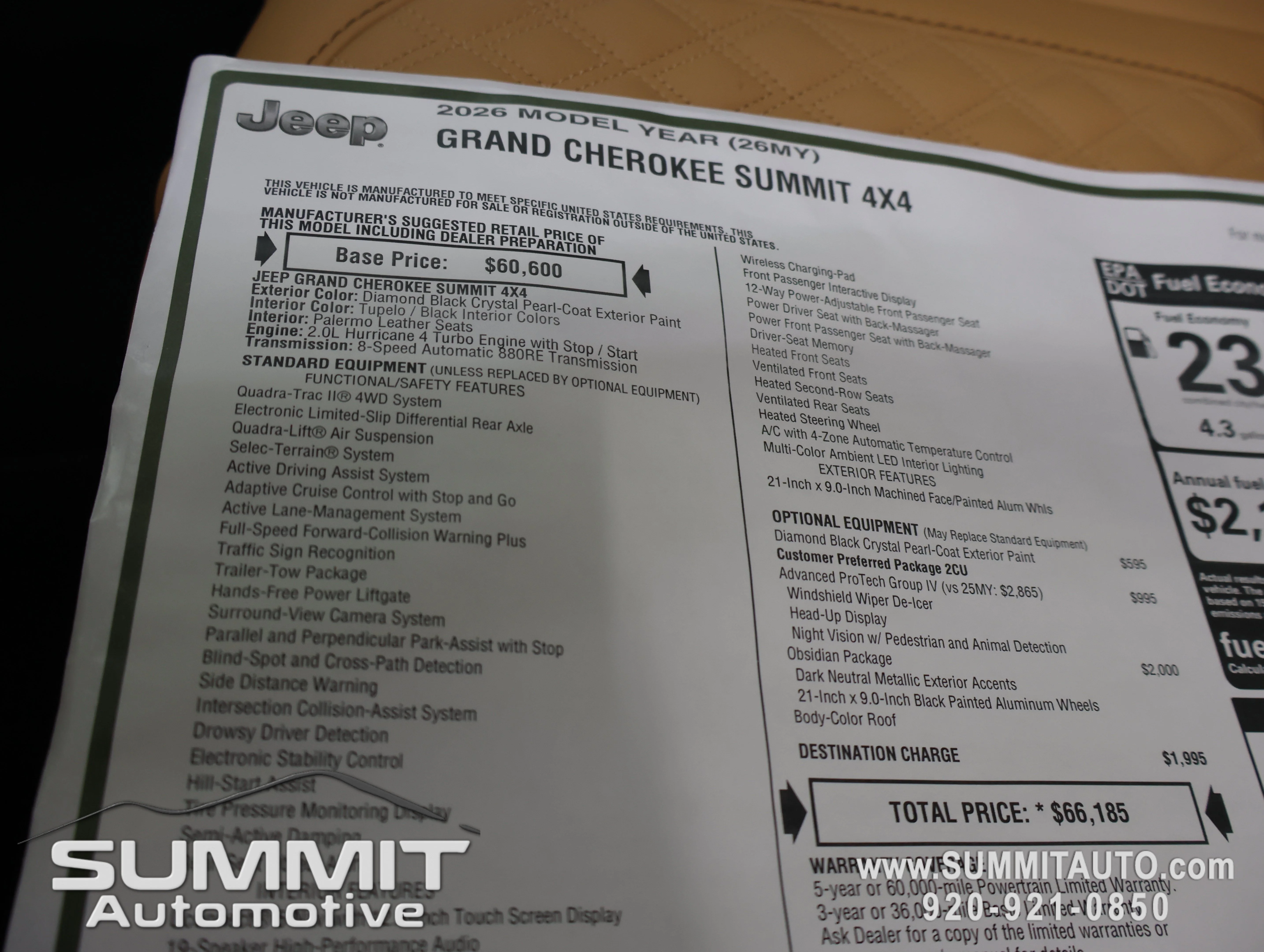 New 2026 Diamond Black Crystal Pearl-Coat Exterior Paint Jeep Summit image 45