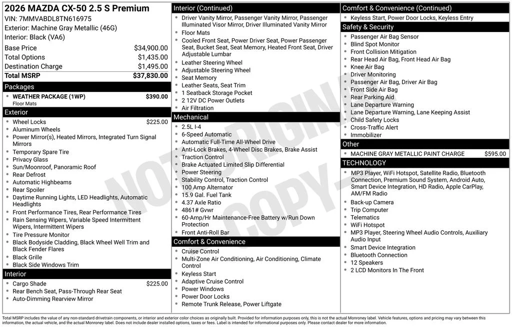New 2026 Gray Mazda 2.5 S Premium image 2