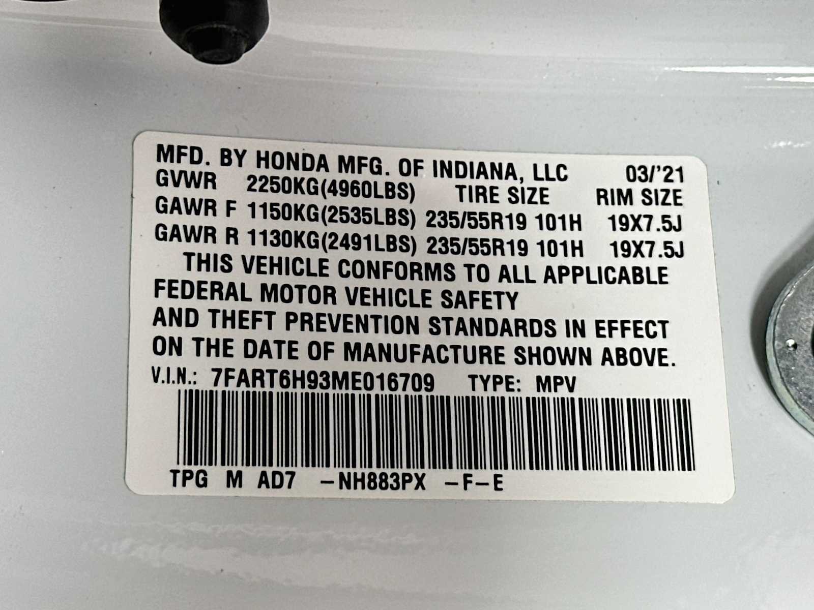 Used 2021 Platinum White Pearl Honda Touring image 31