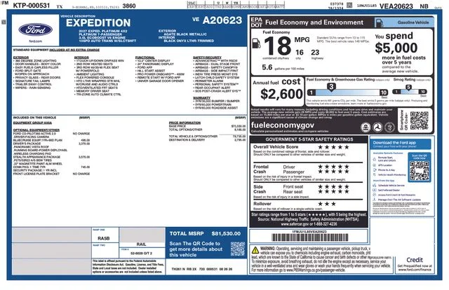 New 2027 Agate Black Metallic Ford Platinum image 2