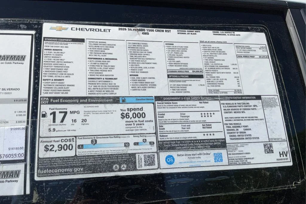 New 2026 Chevrolet Silverado 1500 RST 4D Crew Cab