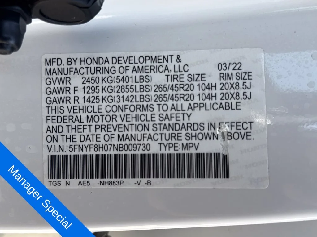 Certified Used 2022 Platinum White Pearl Honda Elite image 30